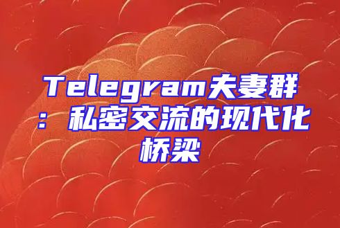 Telegram夫妻群：私密交流的现代化桥梁
