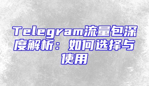 Telegram流量包深度解析：如何选择与使用