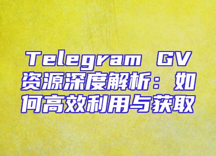 Telegram GV资源深度解析：如何高效利用与获取