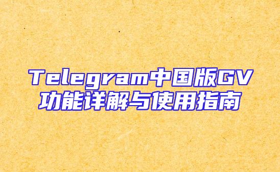 Telegram中国版GV功能详解与使用指南