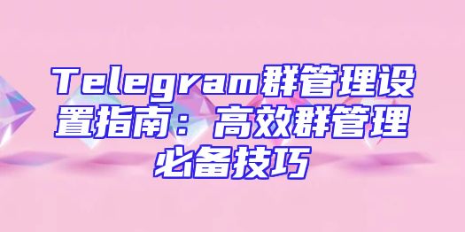 Telegram群管理设置指南：高效群管理必备技巧