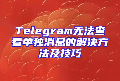 Telegram无法查看单独消息的解决方法及技巧