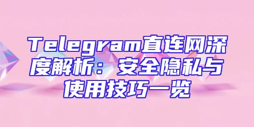 Telegram直连网深度解析：安全隐私与使用技巧一览
