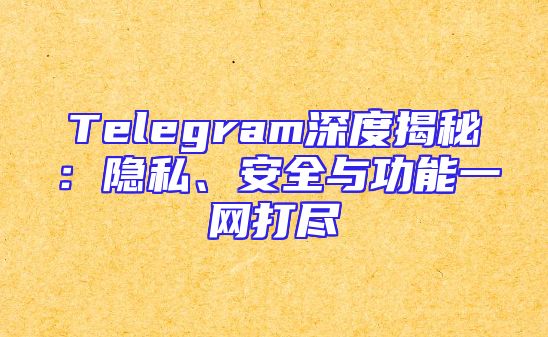 Telegram深度揭秘：隐私、安全与功能一网打尽