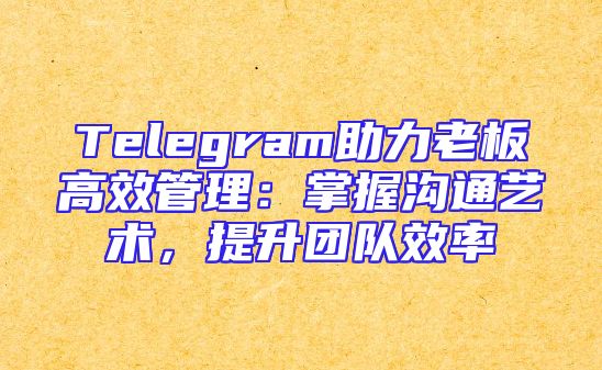 Telegram助力老板高效管理：掌握沟通艺术，提升团队效率
