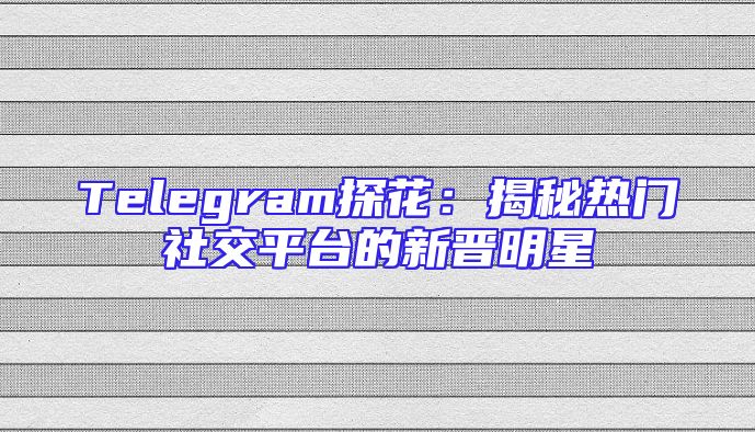 Telegram探花：揭秘热门社交平台的新晋明星