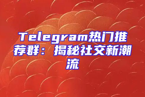 Telegram热门推荐群：揭秘社交新潮流