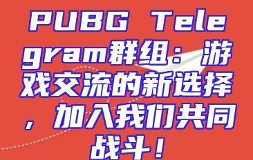 PUBG Telegram群组：游戏交流的新选择，加入我们共同战斗！
