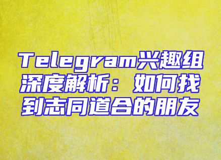 Telegram兴趣组深度解析：如何找到志同道合的朋友