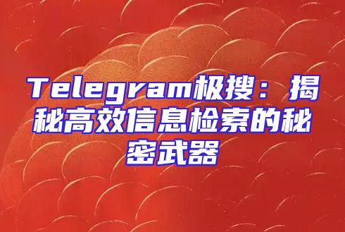Telegram极搜：揭秘高效信息检索的秘密武器