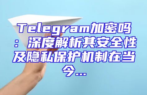 Telegram加密吗：深度解析其安全性及隐私保护机制在当今...