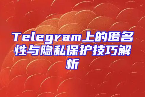 Telegram上的匿名性与隐私保护技巧解析