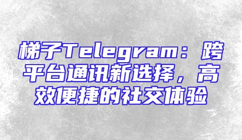 梯子Telegram：跨平台通讯新选择，高效便捷的社交体验