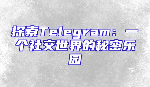探索Telegram：一个社交世界的秘密乐园