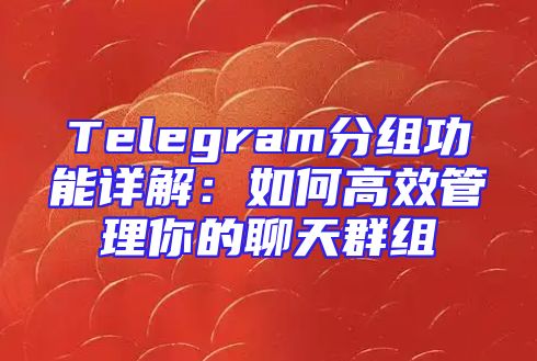 Telegram分组功能详解：如何高效管理你的聊天群组