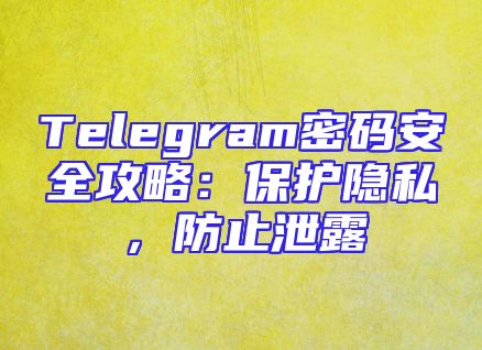Telegram密码安全攻略：保护隐私，防止泄露