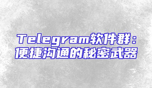 Telegram软件群：便捷沟通的秘密武器